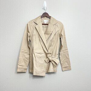 Spiegel Wrap Blazer Jacket Size 2 Women's Khaki Tie Front Cotton Blend